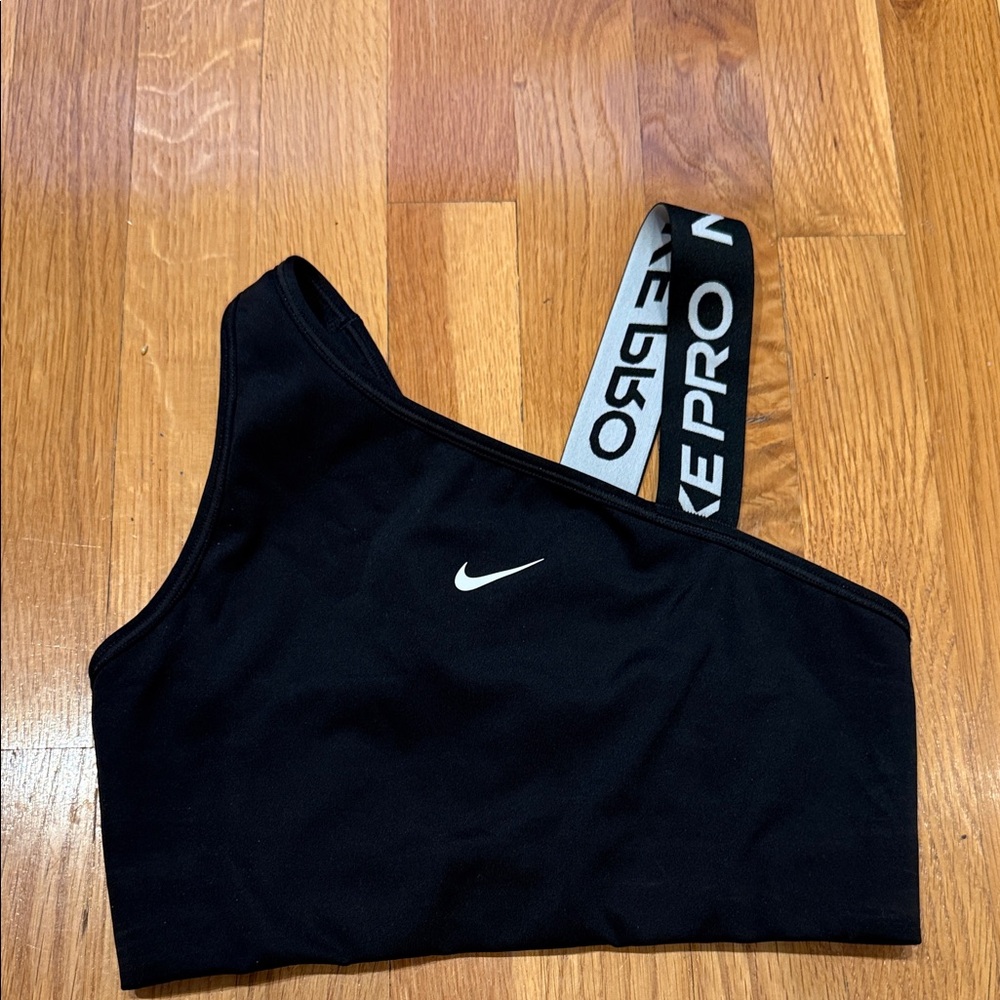 Nike Black One-Shoulder Bra with Logo Strap